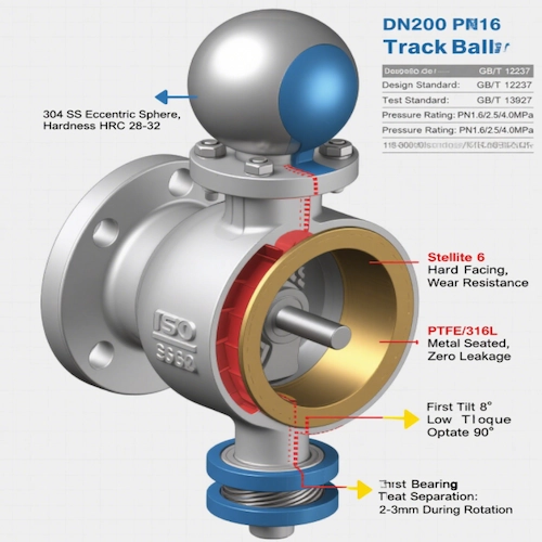 مقعد Vcore Valve WCB Track Ball Valve وصورة تصميم الختم