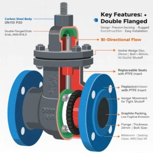 Vcore Valve Double Flanged Gate Valve structure image