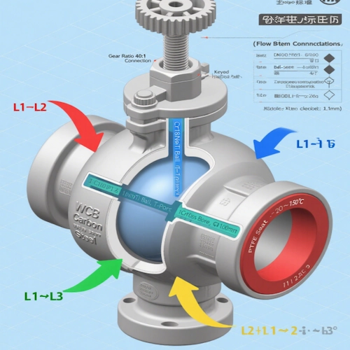 Vcore Valve 4 Way Type Ball Valve flow path diagram image