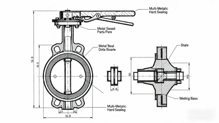 Vcore Valve Multi-Metallic Hard Sealed Butterfly Valve structure diagram