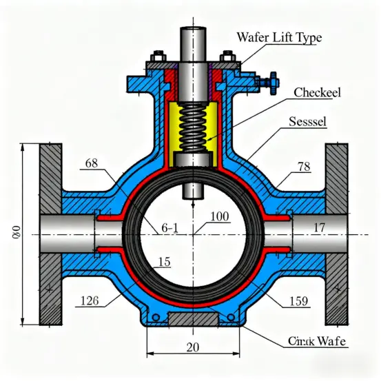 Vcore Valve Wafer Lift Type Check Valve internal lift structure