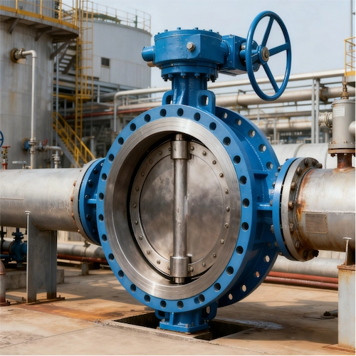 12-Zoll-Doppelexzenter-Absperrklappe in industriellen Rohrleitungsanwendungen zur Durchflussregelung, Vcore-Ventil