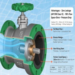 Vcore Valve rubber seat gate valve cross section