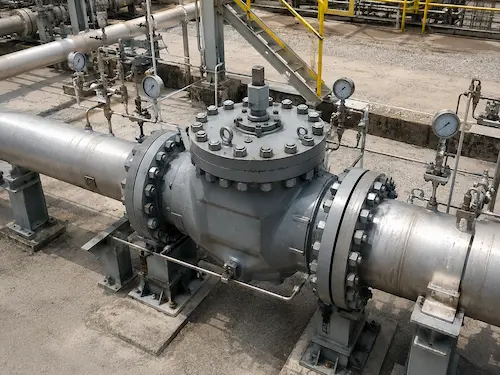 Kugelhahn mit oberem Eingang, installiert in einer Öl-Gas-Pipeline