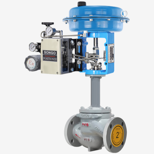 Carbon-Steel-Bellows-Sealed-Pneumatic-Control-Valve-DN125-4-20mA-Single-Seat-Diaphragm-Flanged-Globe-Valve