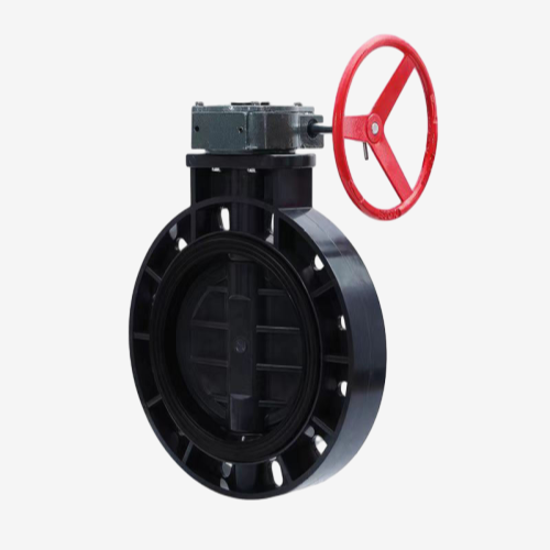 DN200-PVC-Worm-Gear-Wafer-Type-Corrosion-Resistant-Seawater-Chemical-Butterfly-Valve
