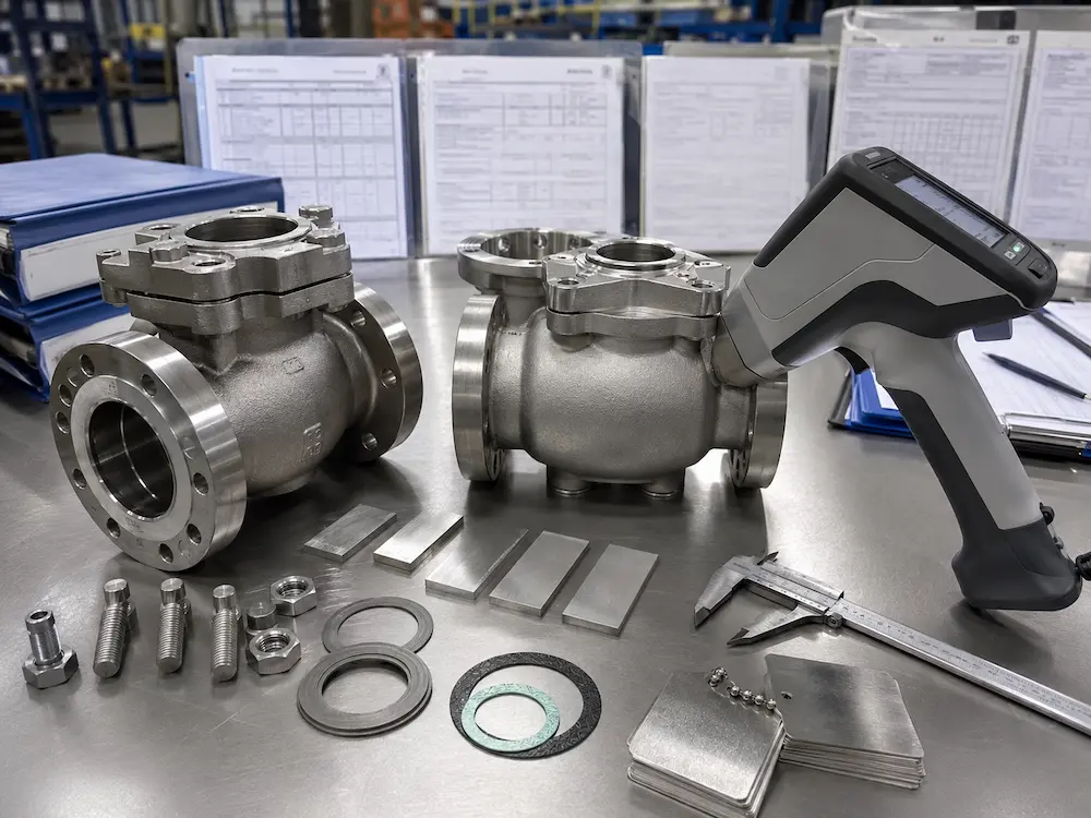 Stainless steel valve material certificate and PMI inspection
