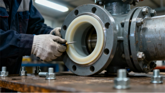 Valve installation process showing proper alignment and sealing
