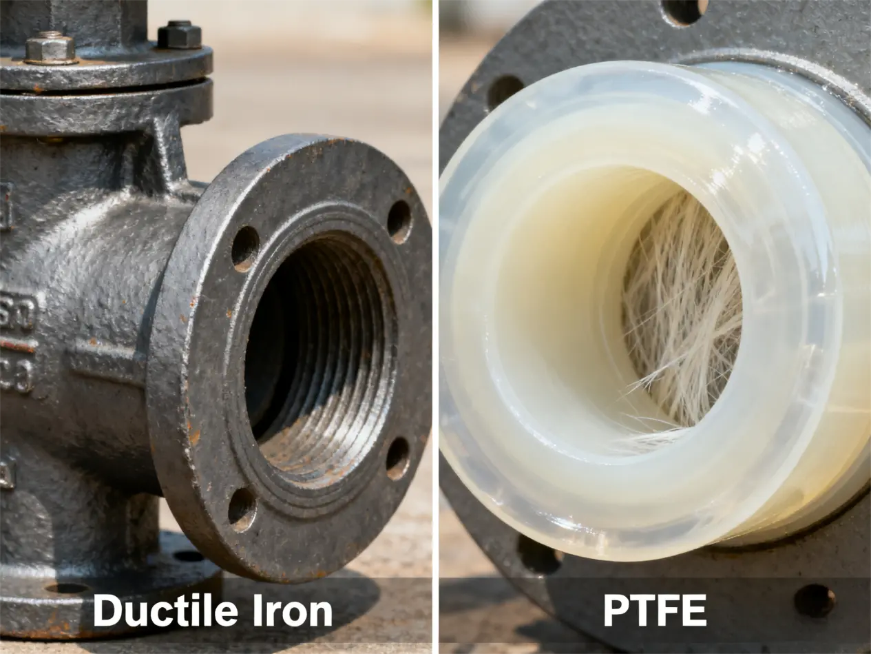 Ductile Iron vs PTFE in Industrial Valve Ductile Iron vs PTFE material comparison for industrial valves