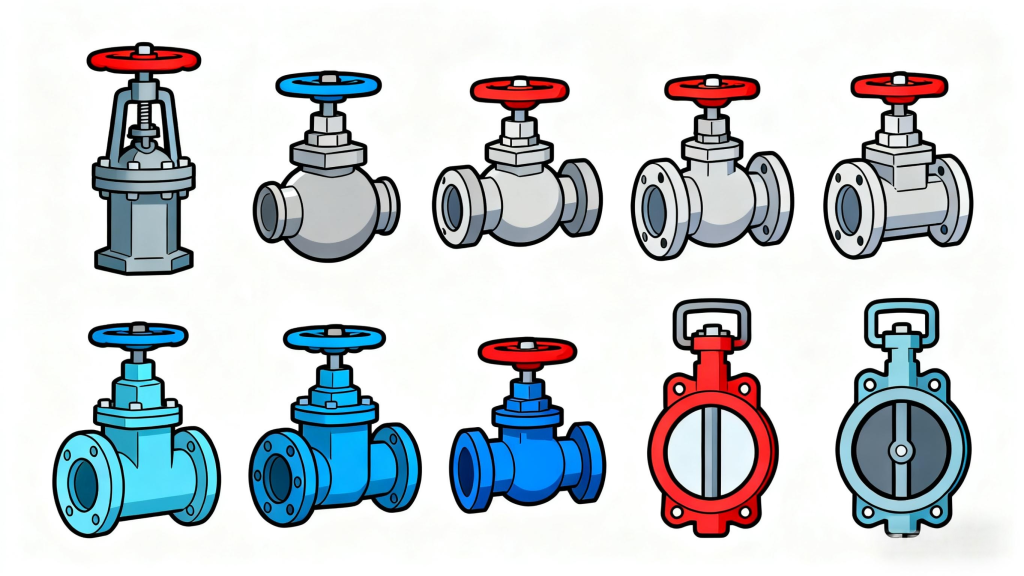 Valve Basics - Diagram of Globe, Ball, and Gate Industrial Valve Types