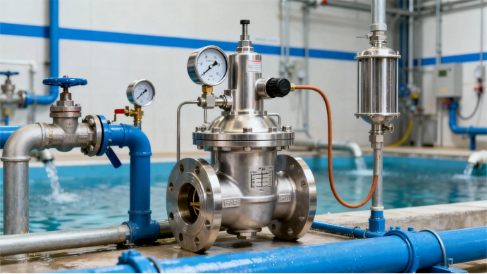 Válvula reductora de presión que mantiene una presión estable en el sistema de agua