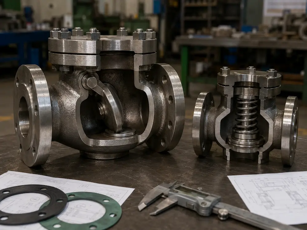 Swing check valve vs spring check valve comparison for industrial pipelines