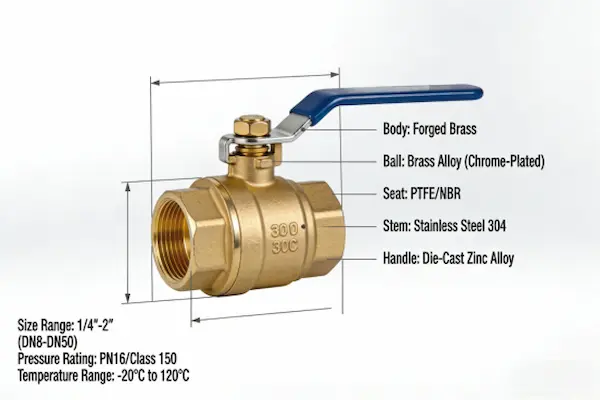 Válvula de bola de latón