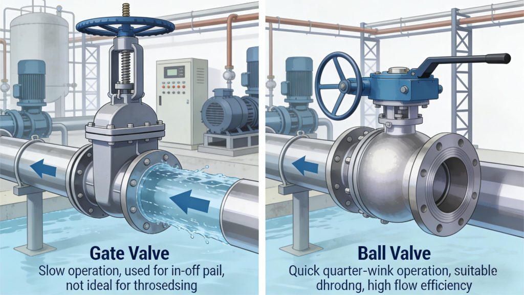Сравнение задвижек и шаровых кранов на трубопроводе водоочистной станции