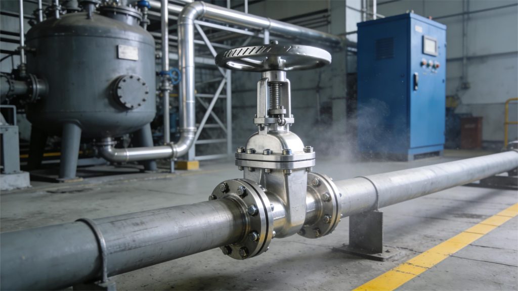 Задвижки из нержавеющей стали, установленные в промышленных условиях