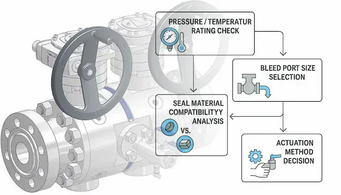 Doppelter Absperr- und Entlüftungsbetrieb eines doppelten Absperr- und Entlüftungsventils.