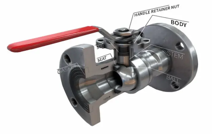 Ball valve for controlling gas flow in industrial systems.