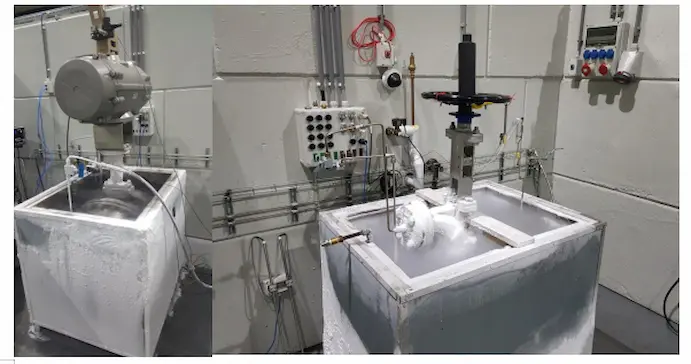 "Leak testing procedure for cryogenic valves to ensure safety and reliability“