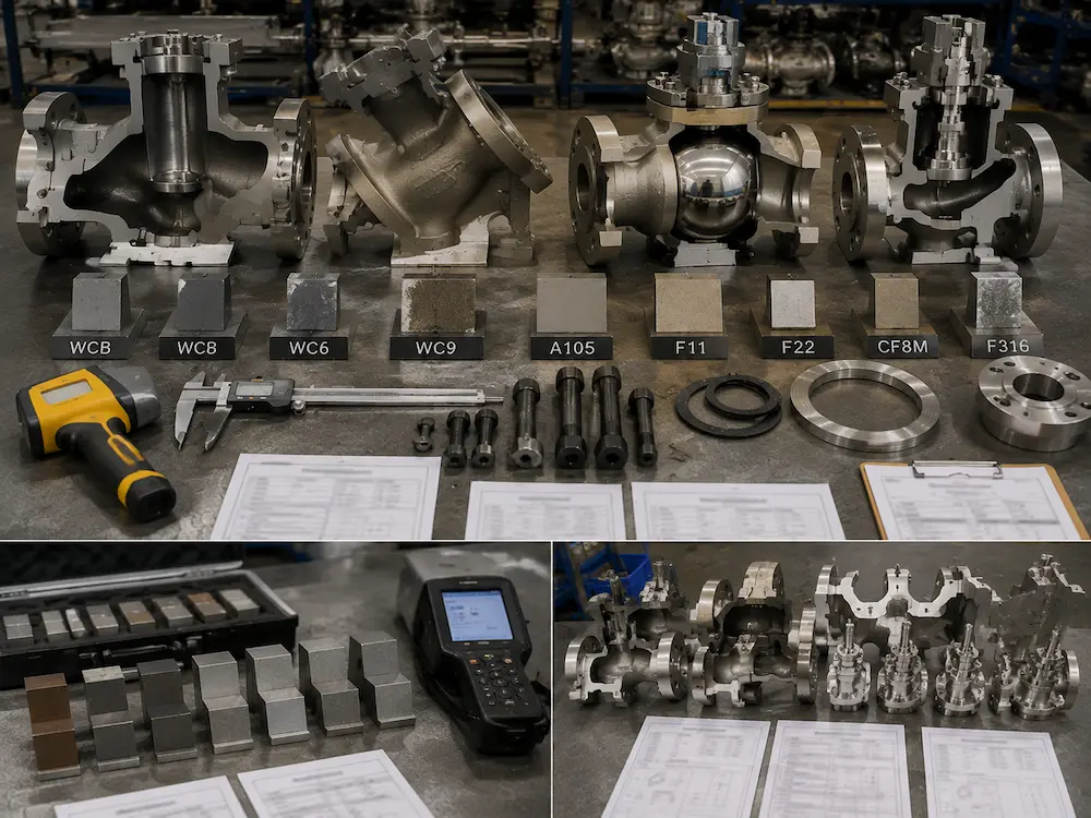 High temperature valve material selection including WCB WC6 WC9 F11 F22 and stainless steel
