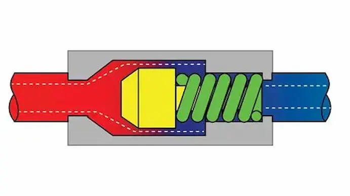 유압 체크 밸브의 단면도