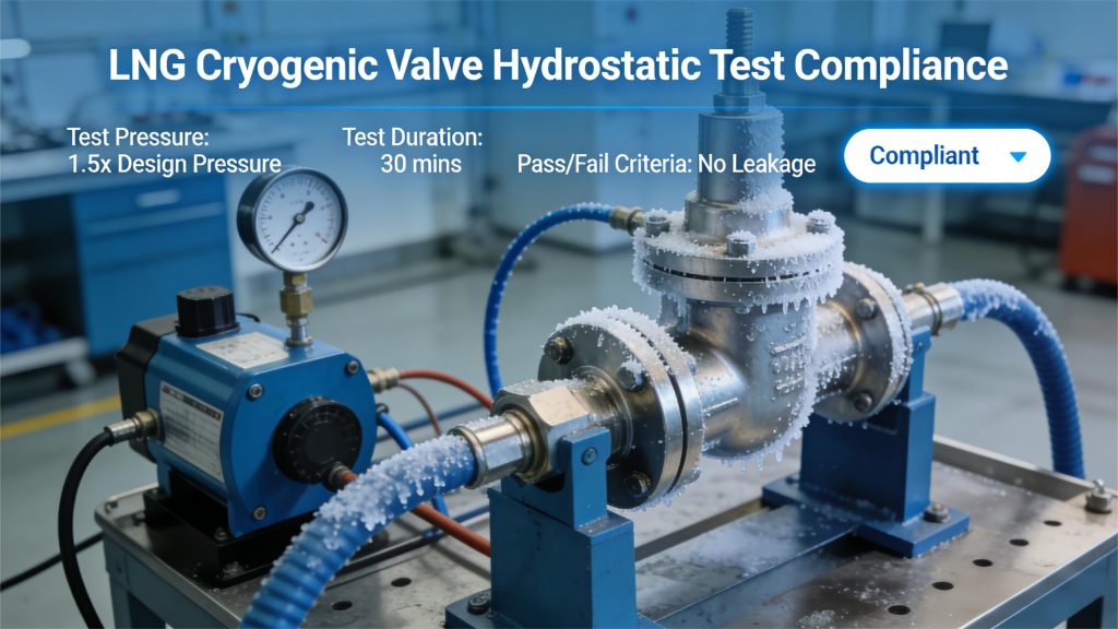 การทดสอบคุณภาพวาล์วไครโอเจนิก - การทดสอบแรงดันไฮโดรสแตติกเพื่อให้สอดคล้องกับวาล์วไครโอเจนิกของ LNG การทดสอบคุณภาพวาล์วไครโอเจนิก - การทดสอบแรงดันไฮโดรสแตติกเพื่อให้สอดคล้องกับวาล์วไครโอเจนิกของ LNG