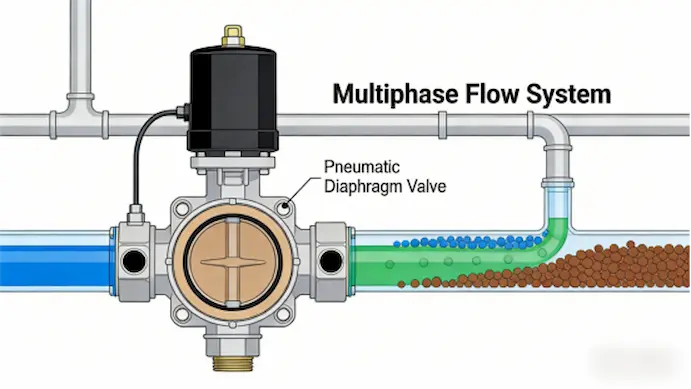 다상 흐름 시스템의 공압 다이어프램 밸브