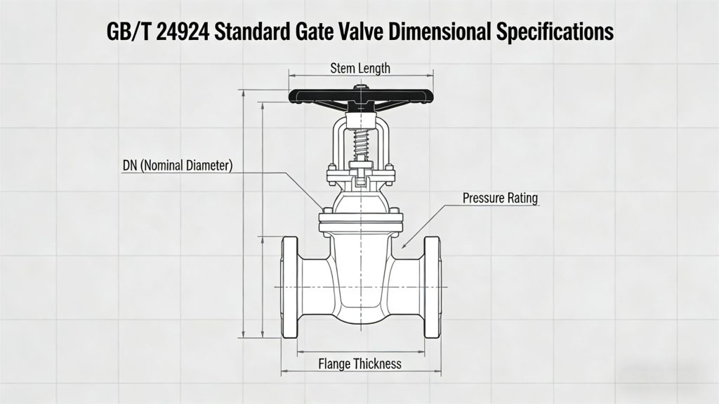 GB/T 24924 표준 게이트 밸브 치수 사양 GB/T 24924 표준 게이트 밸브 치수 사양