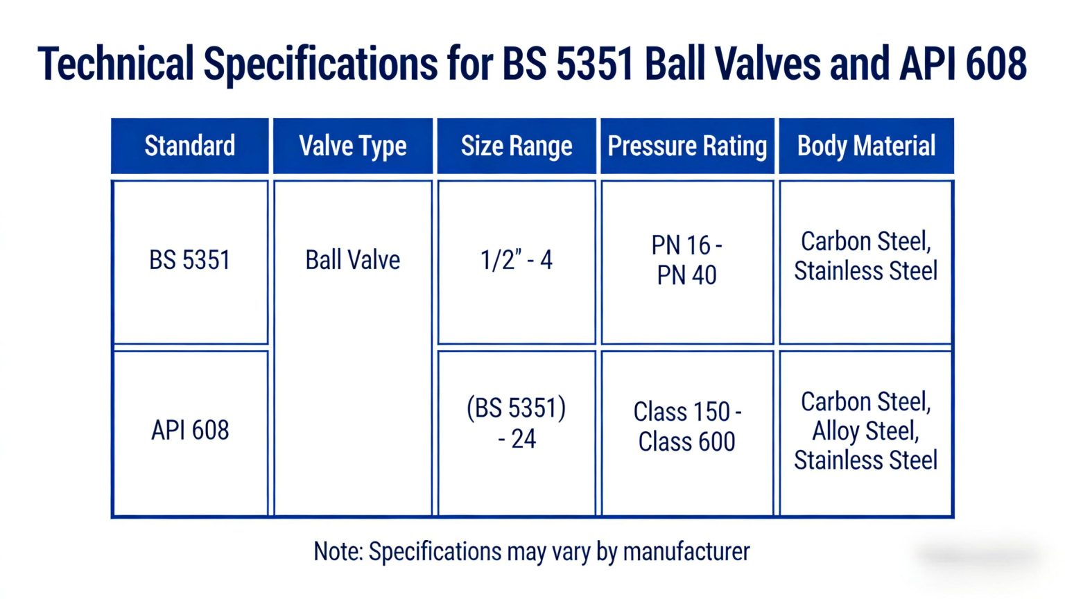 BS 5351 Ball Valves vs API 608: What’s the Difference? - Vcore Valve