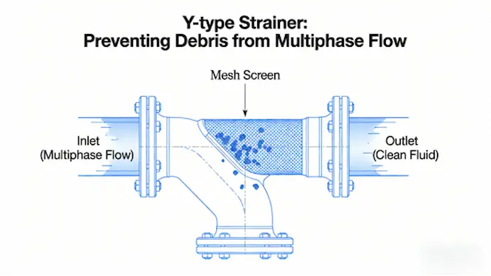 Y형 스트레이너 다상 흐름의 잔해물 방지 다상 흐름용 밸브의 Y형 스트레이너 잔해 방지