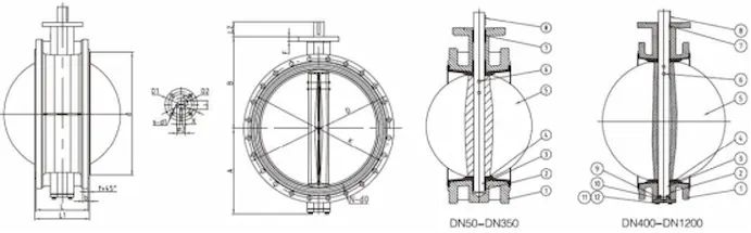 Hydraulic-Double-Flanged-Butterfly-Valve-structure. Hydraulic-Double-Flanged-Butterfly-Valve-structure.