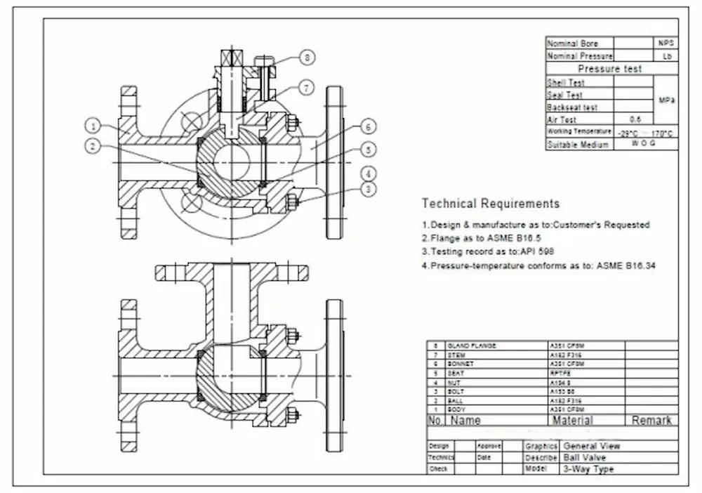 Van bi 3 chiều được lắp đặt để định tuyến dòng chảy trong quy trình công nghiệp