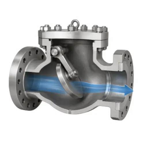 Internal structure of Stainless Steel Swing Check Valve RF showing swing disc hinge and seat