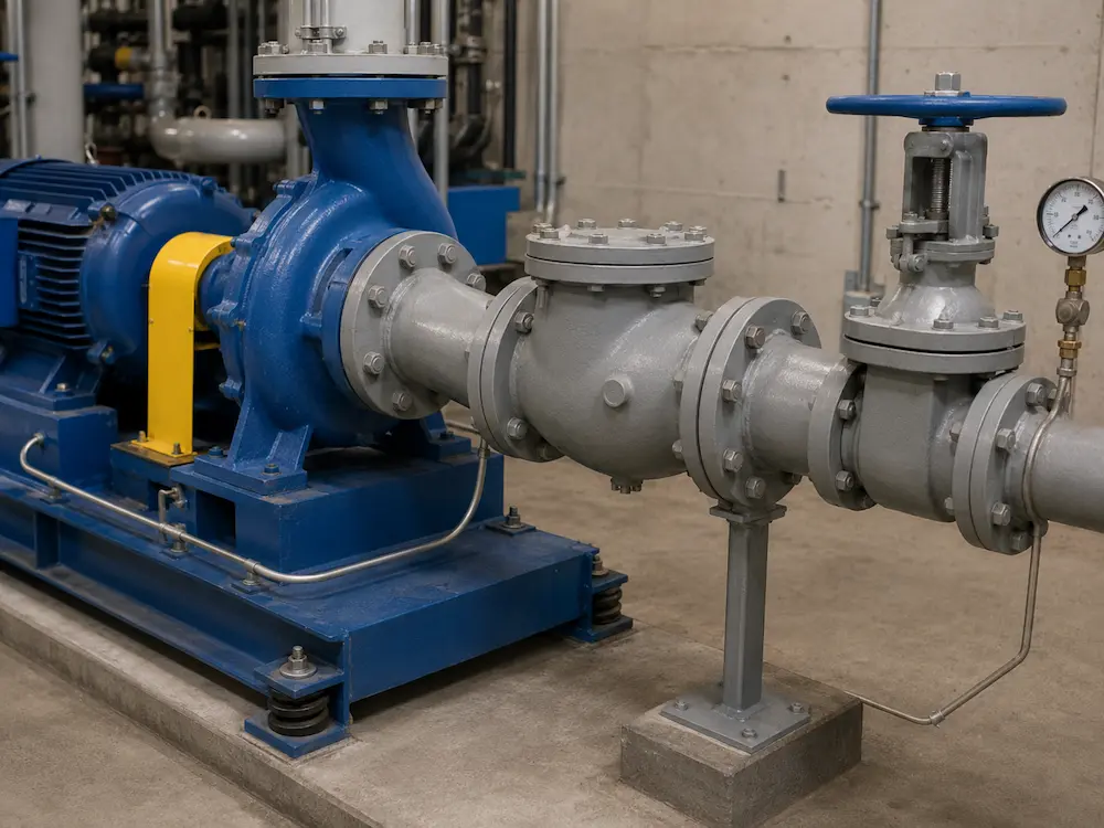 Check valve installed on pump discharge line for backflow prevention Check valve installed on pump discharge line for backflow prevention
