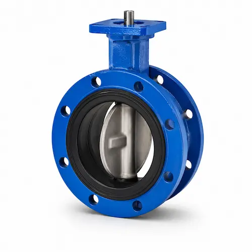 EPDM lined butterfly valve for water treatment on white background