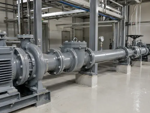 valvola di ritegno a battente rivestita in gomma installata sulla linea di scarico della pompa