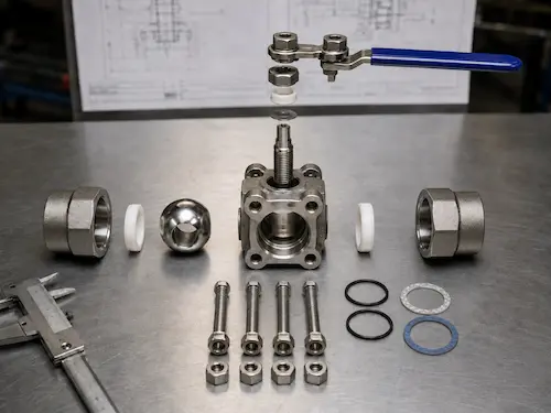 Three-piece socket weld ball valve exploded structure Three-piece socket weld ball valve exploded structure