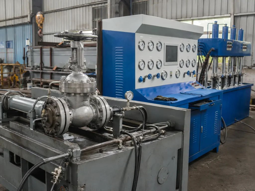 Industrial valve shell and seat pressure testing