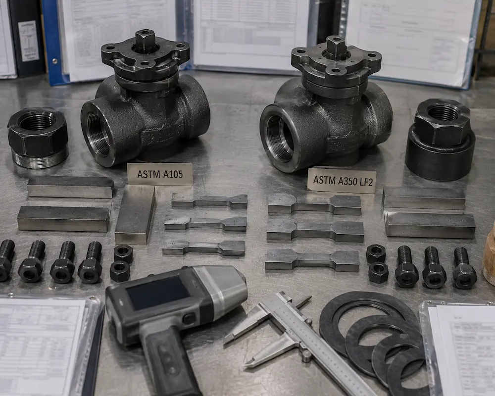 A105 and LF2 forged carbon steel valve materials for general and low temperature service