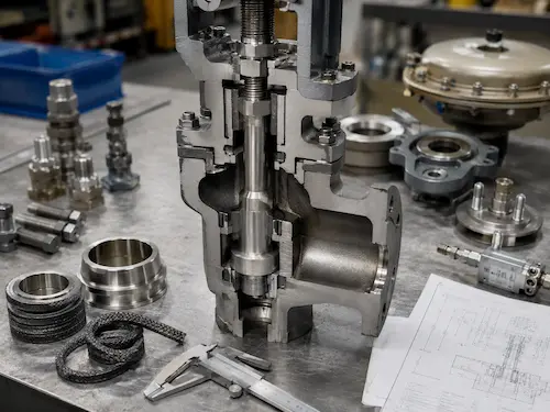 Internal 90 degree flow path of angle control valve by Vcore Valve