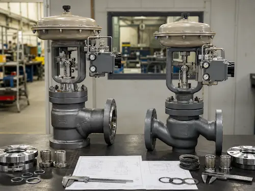 Angle control valve and globe control valve comparison by Vcore Valve