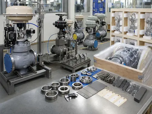 Boiler feedwater control valve inspection calibration and export packing by Vcore Valve