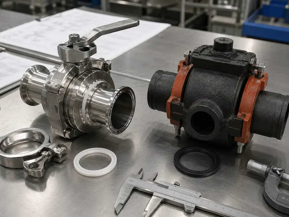 Clamp and grooved valve connection comparison for sanitary HVAC and utility systems