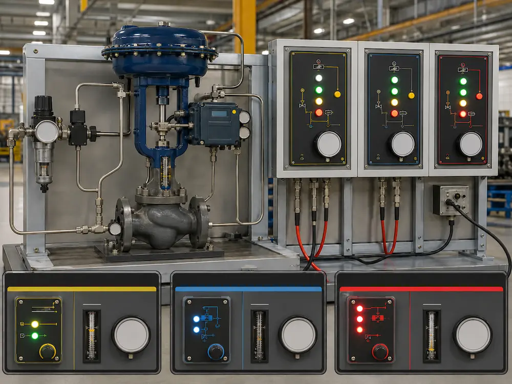 Control valve positioner signal air and power failure action test
