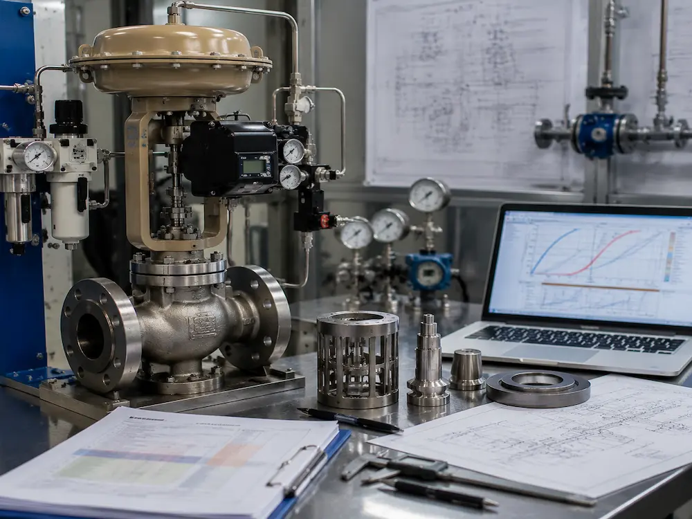 Control valve sizing workstation with Cv calculation and valve trim selection