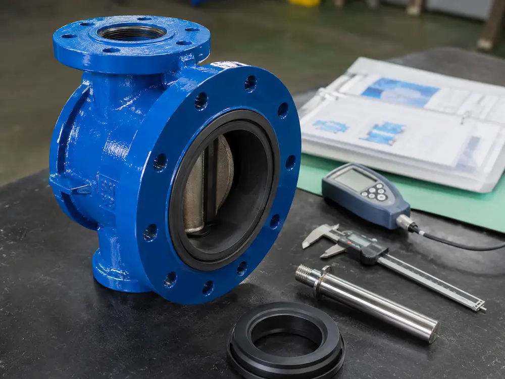Ductile iron valve body with epoxy coating for waterworks and wastewater service