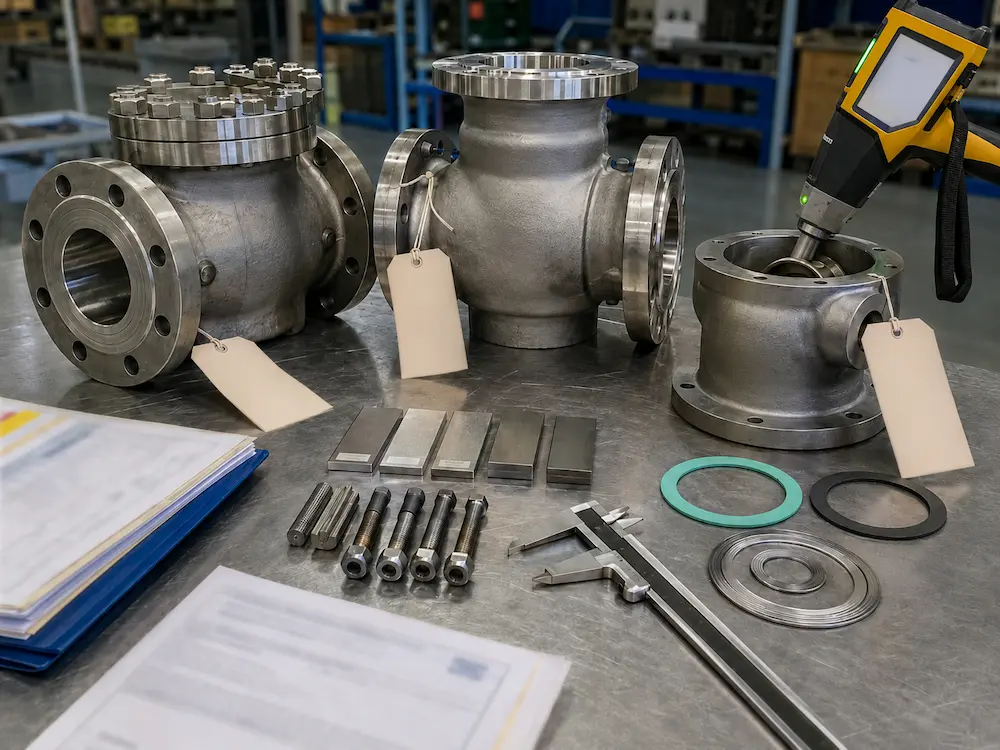 Duplex stainless steel valve material certificate and PMI inspection