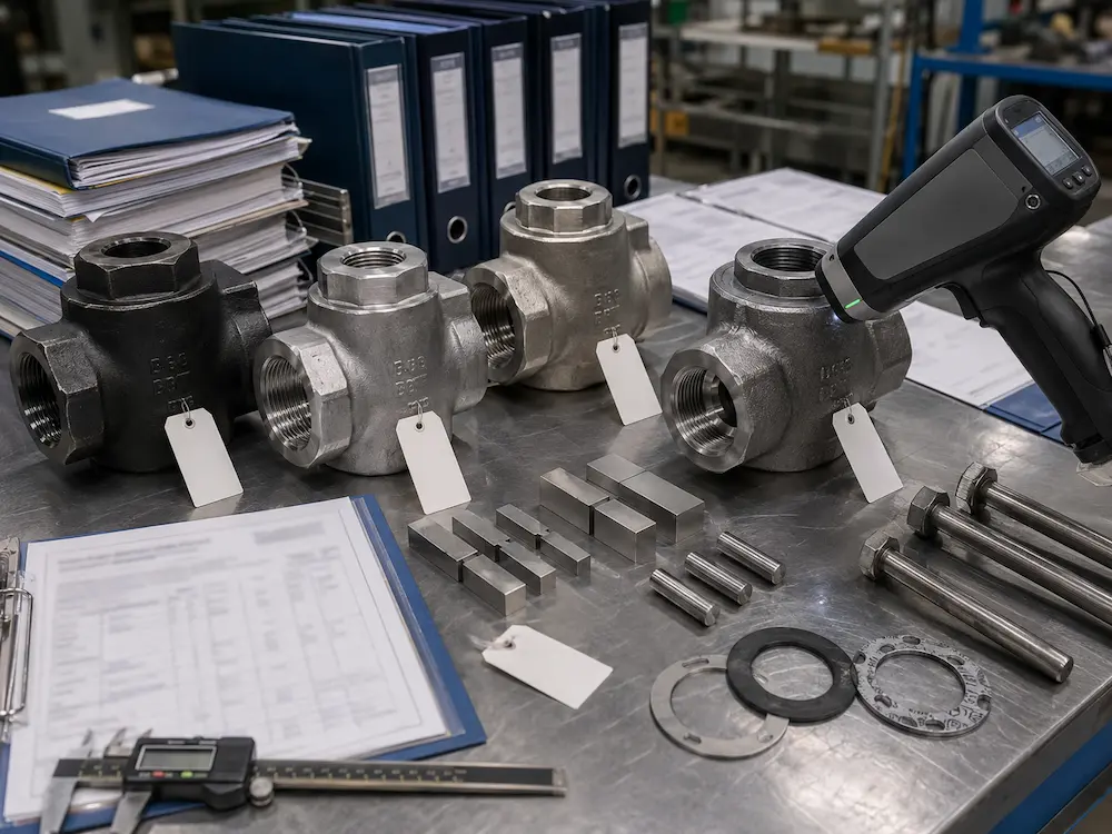 Forged valve material certificate and PMI inspection for project orders