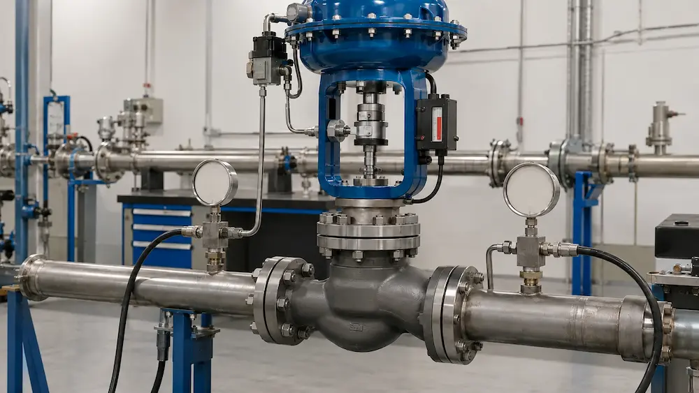 Globe Valve Differential Pressure Thrust Test Globe valve differential pressure and stem thrust test with linear pneumatic actuator