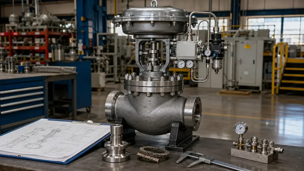 Representative high-temperature pneumatic control valve engineering review for a power plant project