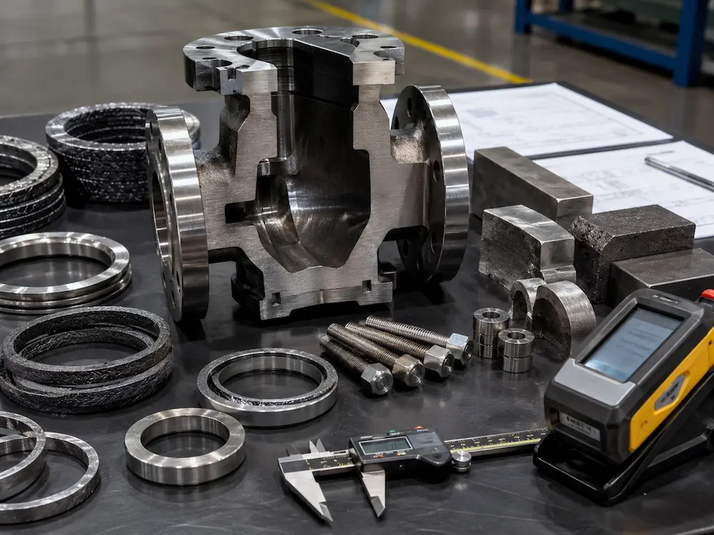 High temperature valve pressure rating components including body material gasket packing and bolting